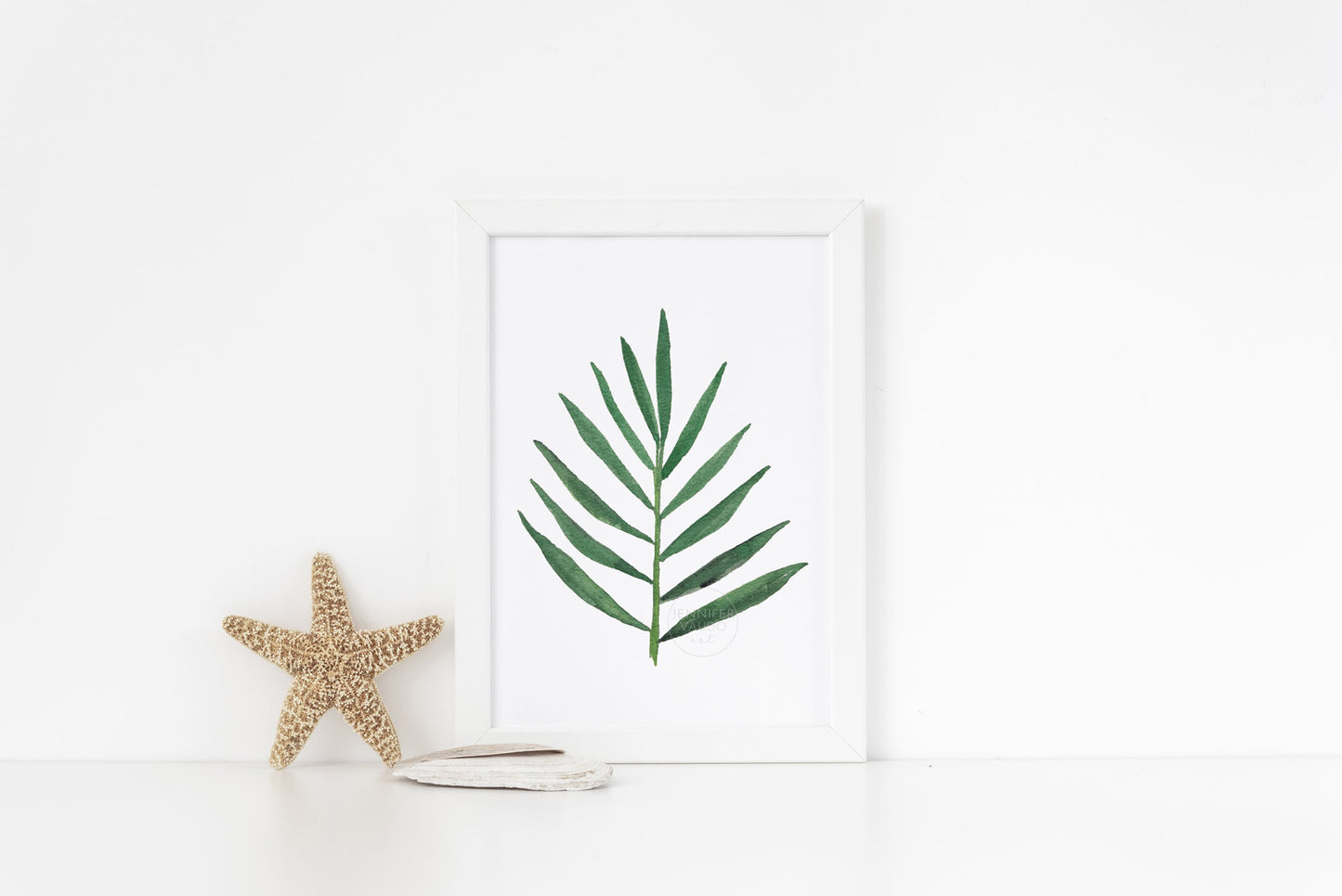 Palm Leaf Wall Art, Tropical Wall Decor, Palm Frond Watercolor Art, Plant Lover Gift Green Wall Art Home Interior Decor Hand-painted print