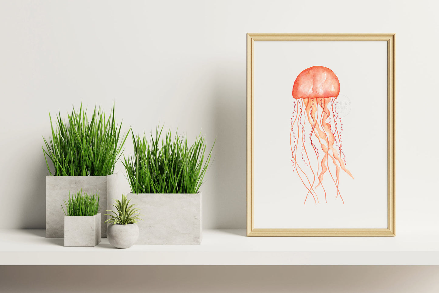 Jellyfish Wall Decor, Jellyfish Watercolor Print, Under the Sea Creature, Sea Life Artwork