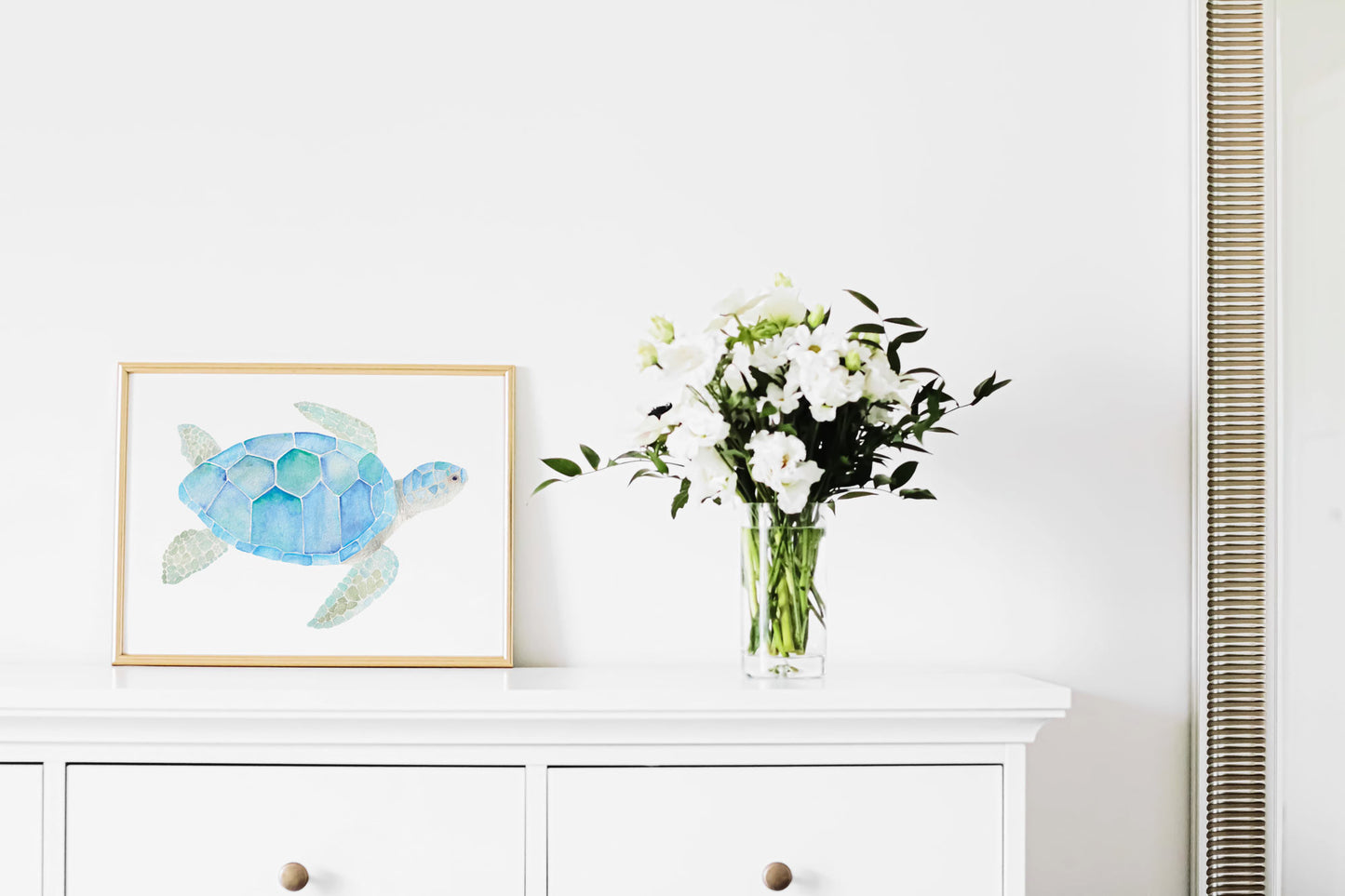 Sea Turtle Wall Art, Watercolor Art Print, Coastal Wall Decor