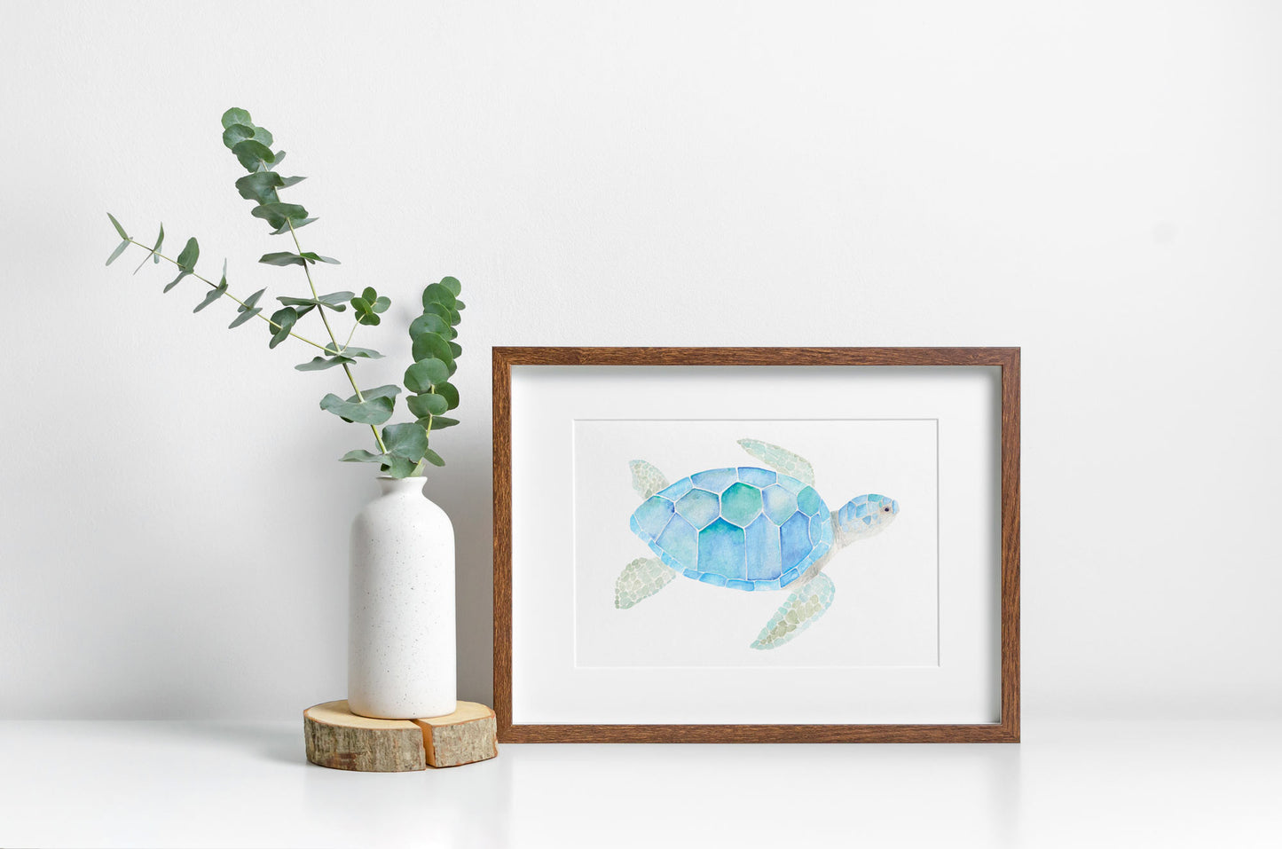 Sea Turtle Wall Art, Watercolor Art Print, Coastal Wall Decor
