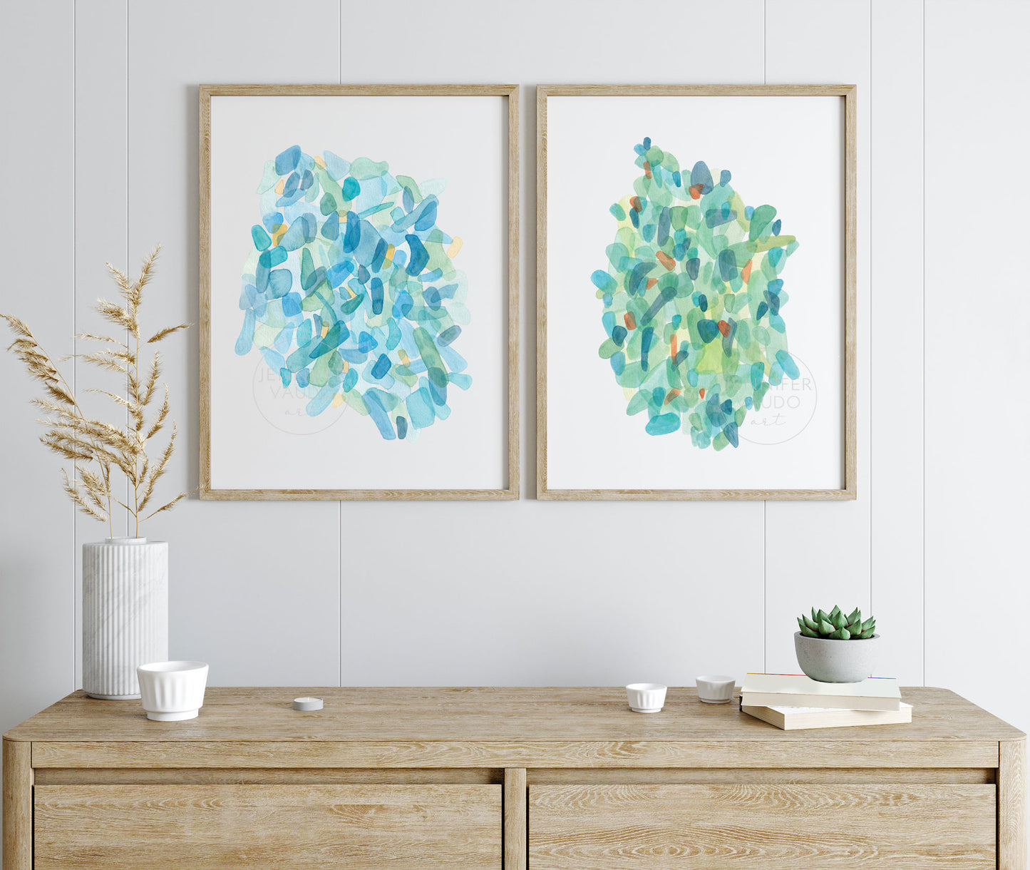 Sea Glass Wall Art, Watercolor Print