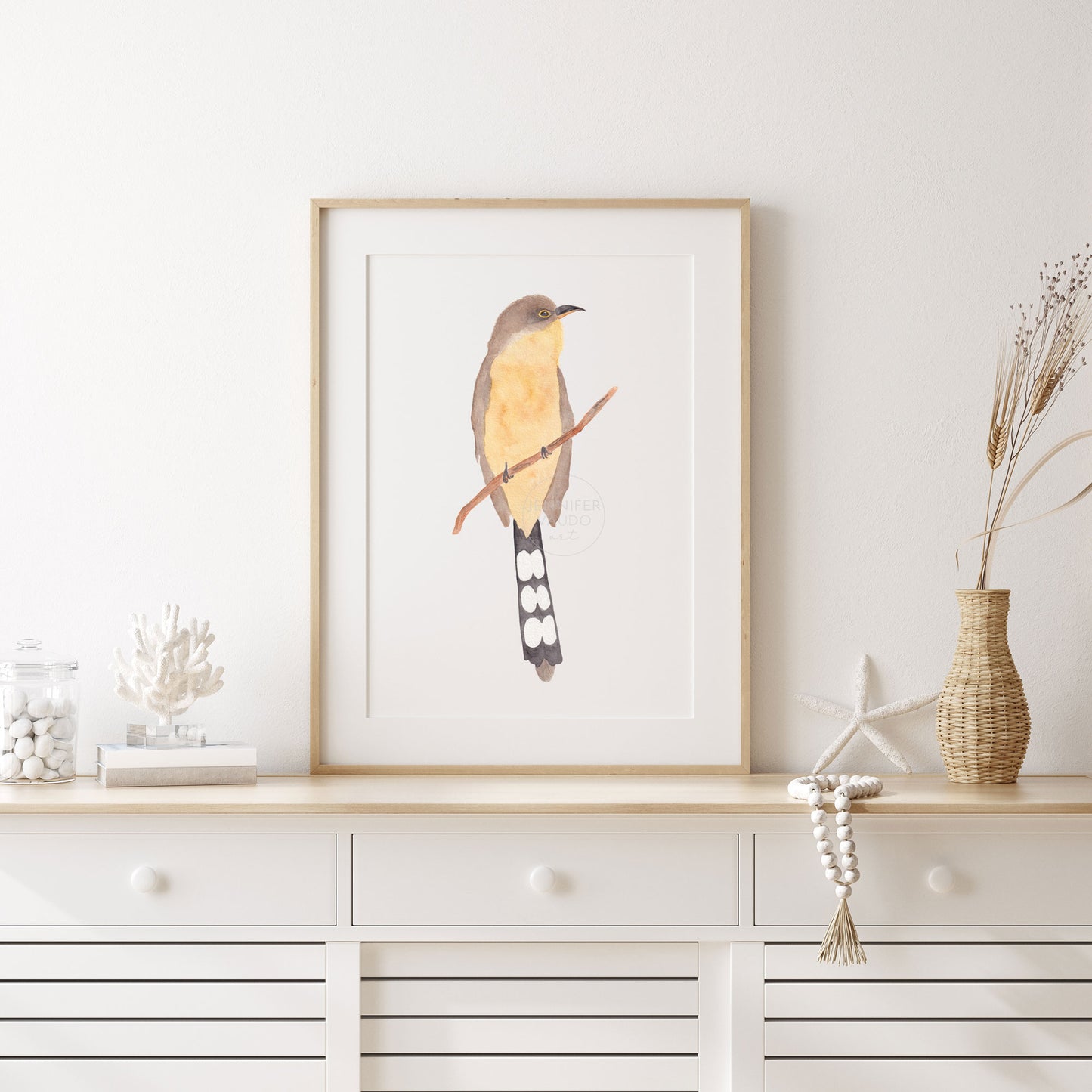 Mangrove Cuckoo Wall Art, Watercolor Print