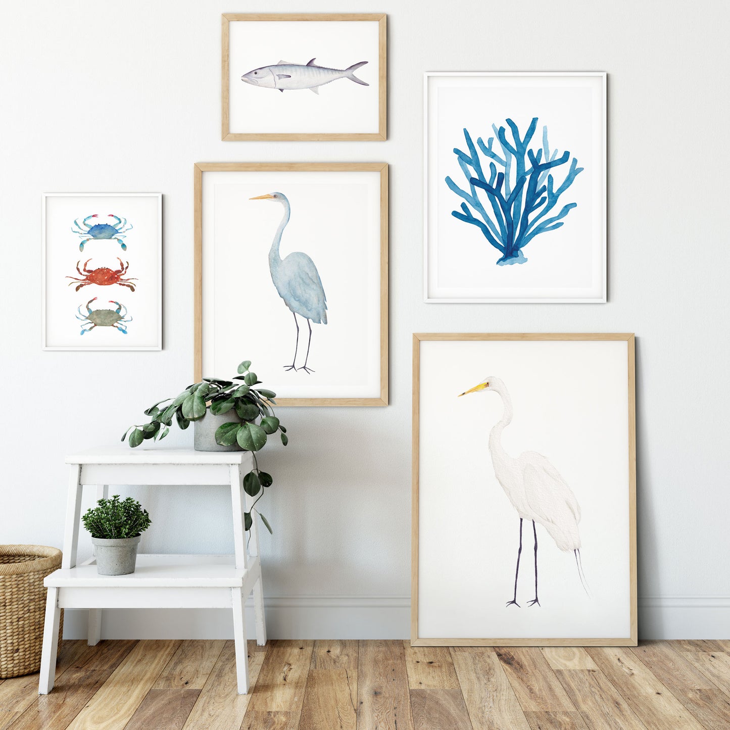 Three Crabs Wall Art, Watercolor Print