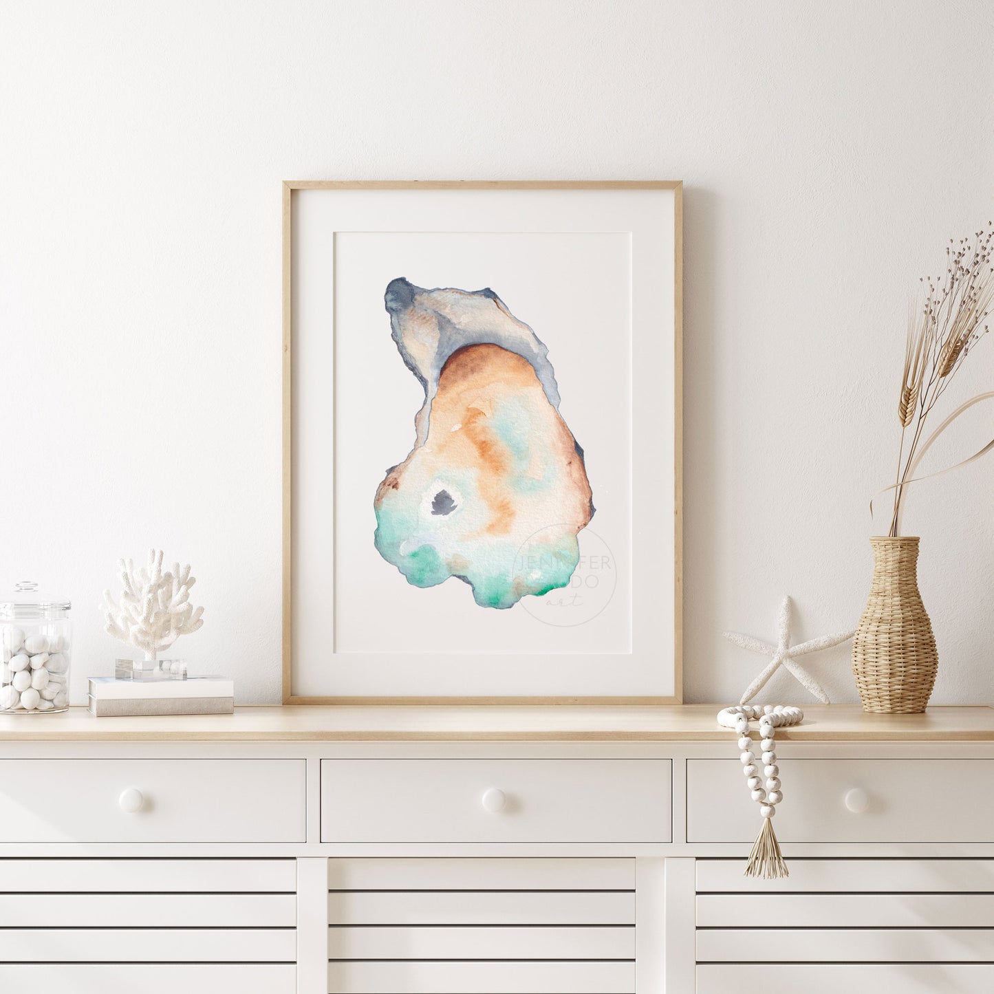 Oyster Wall Art, Watercolor Print