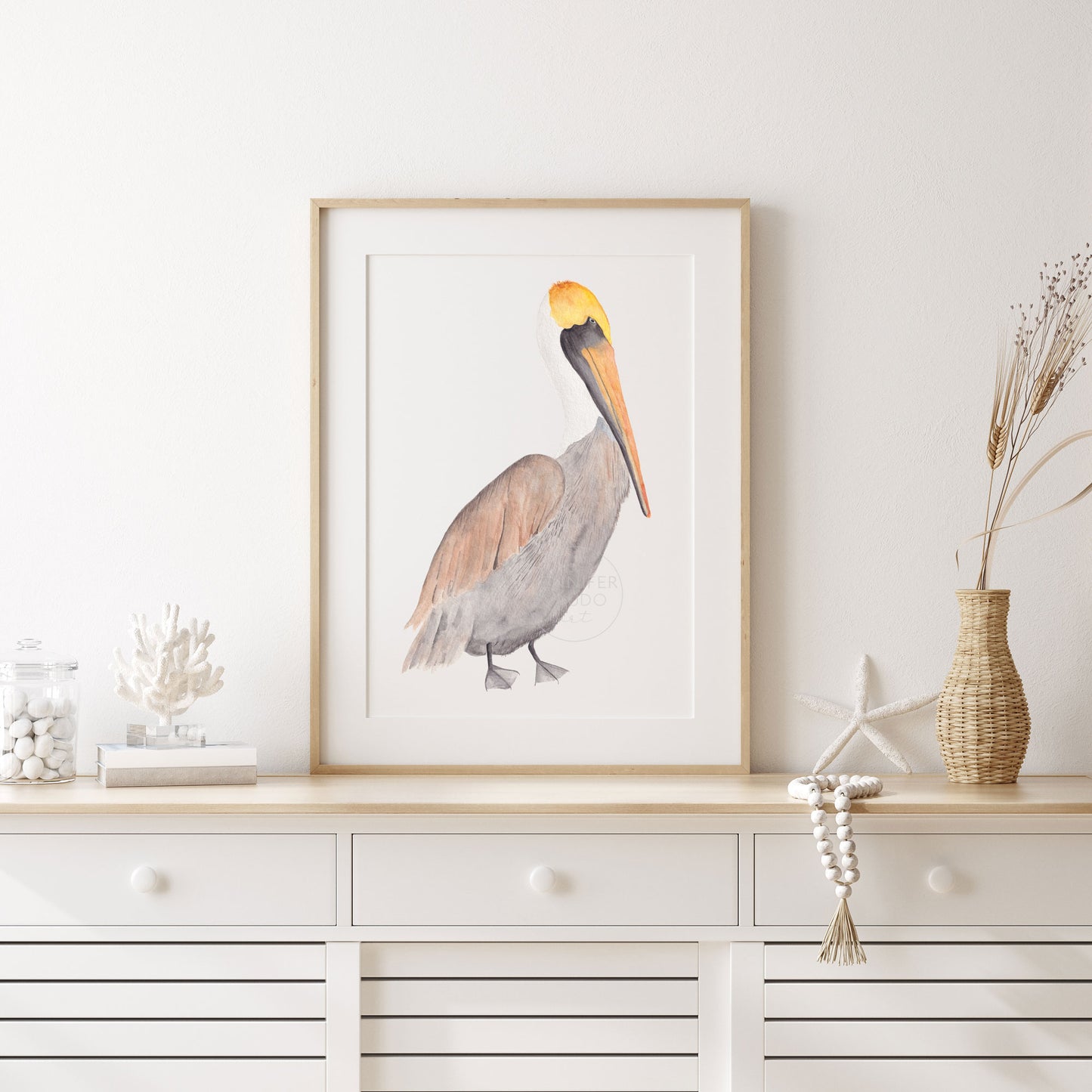 Pelican Wall Art, Watercolor Print