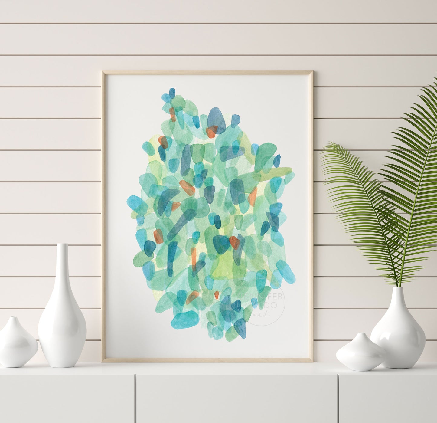 Sea Glass Wall Art, Watercolor Print