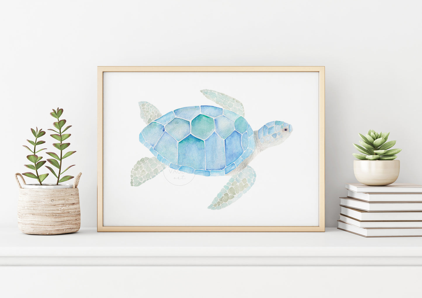 Sea Turtle Wall Art, Watercolor Art Print, Coastal Wall Decor