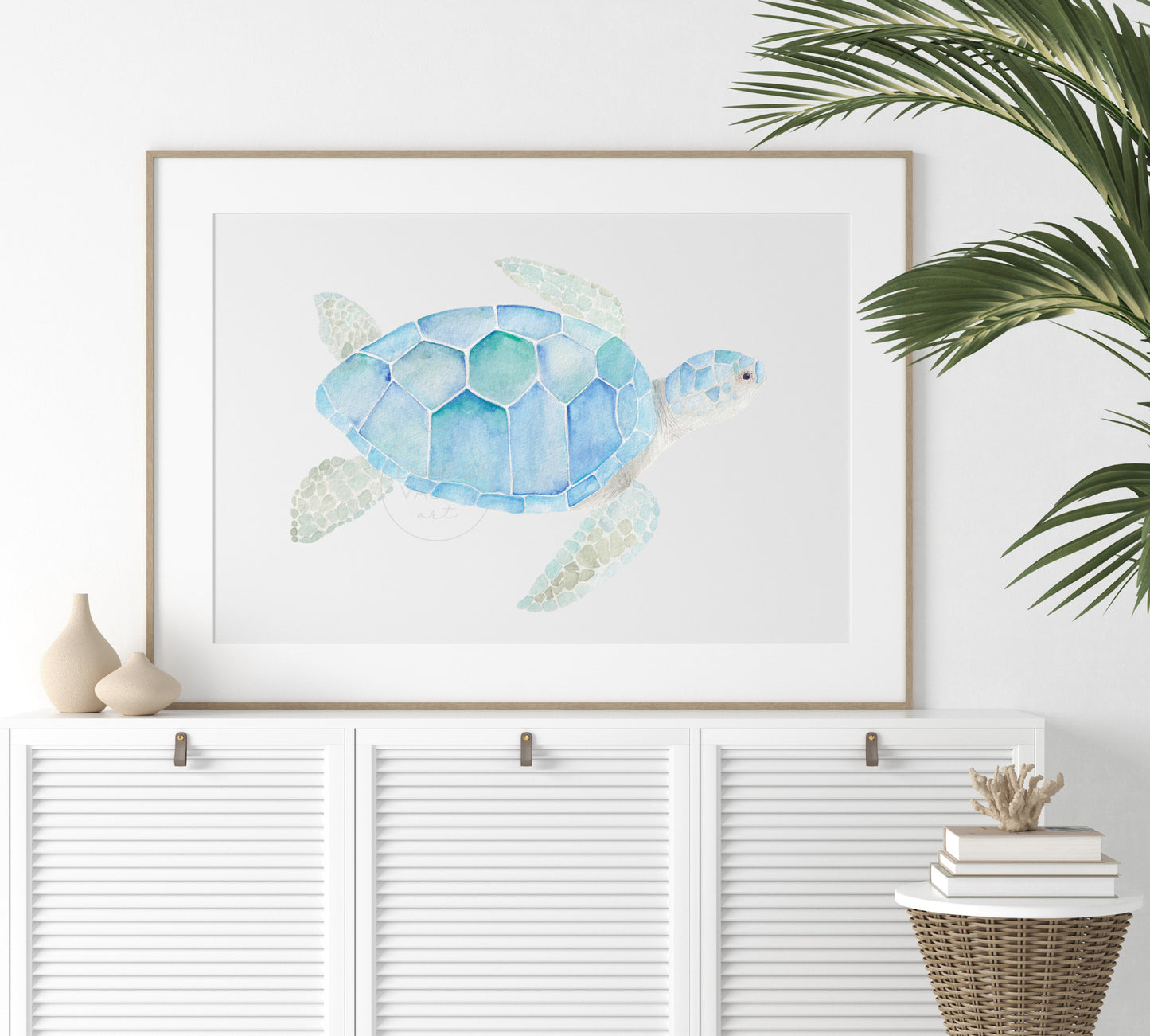 Sea Turtle Wall Art, Watercolor Art Print, Coastal Wall Decor