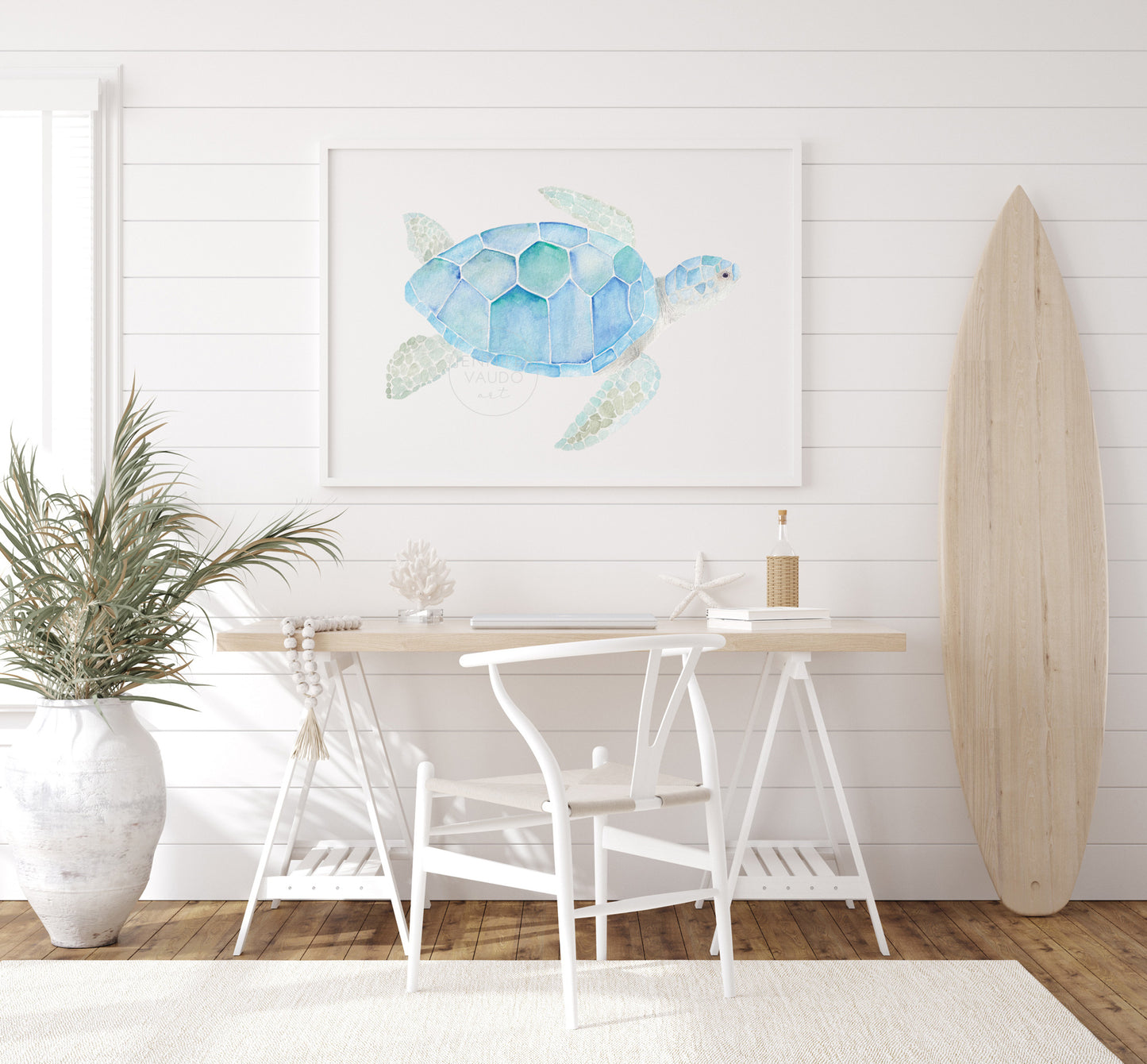 Sea Turtle Wall Art, Watercolor Art Print, Coastal Wall Decor