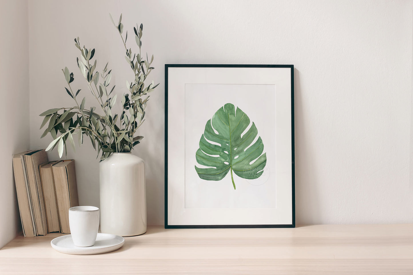 Monstera Leaf Wall Decor, Monstera Watercolor Print, Tropical Wall Decor, Beach House Artwork