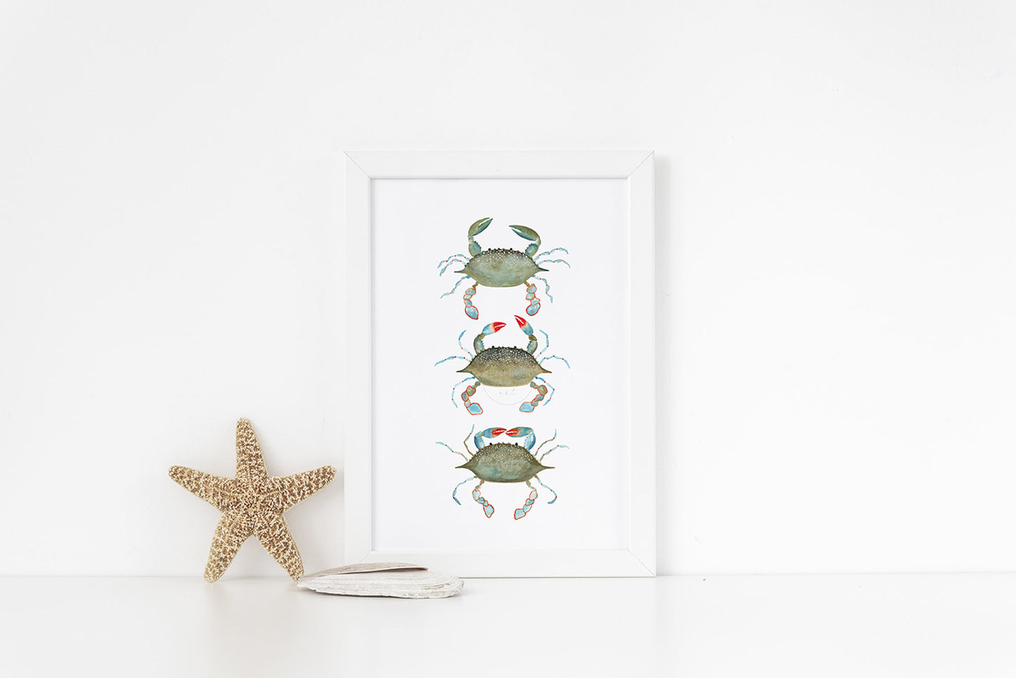 Blue Crab | Crab Wall Art | Hand-painted Watercolor Print | Coastal Wall Decor | Sea Life Artwork