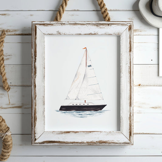 Sailboat Artwork | Coastal Wall Decor | Hand-painted watercolor print | Boating art | Nursery (Copy)