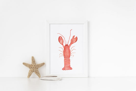 Lobster Watercolor Art Print, Coastal Artwork, Nautical Home Decor