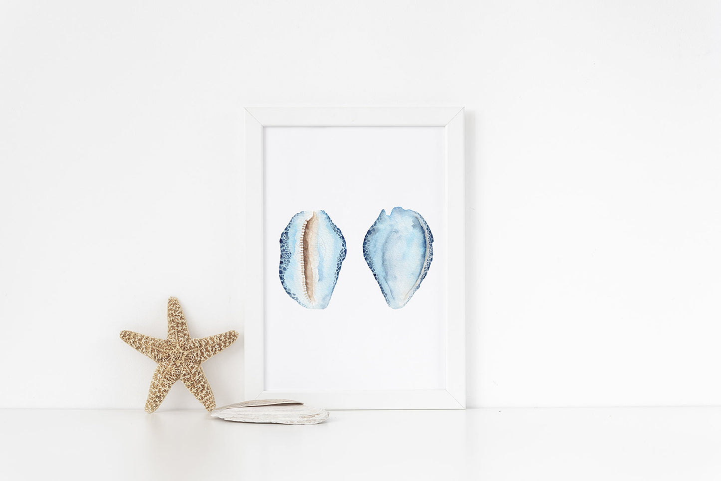 Sea Shell Wall Art, Coastal Home Decor, Hand-painted watercolor print