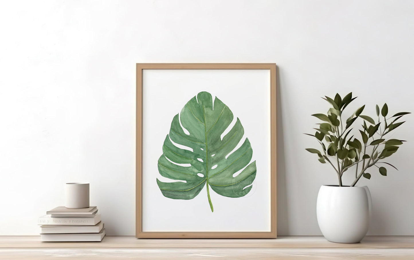 Monstera Leaf Wall Decor, Monstera Watercolor Print, Tropical Wall Decor, Beach House Artwork