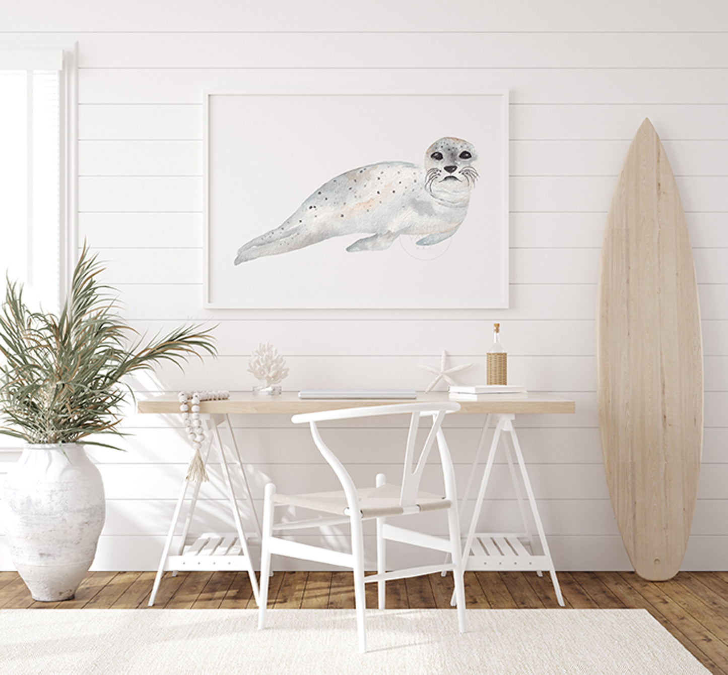 Seal Wall Art, Watercolor Seal Print, Nautical Nursery Art, Gender Neutral Coastal Art, Maritime Sea Farer Marine Animal Wall Decor, Coastal