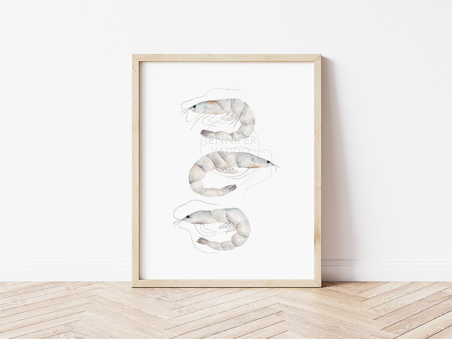 Grey Shrimp Artwork | Hand-painted Watercolor Print | Coastal Wall Art | Ocean Inspired Decor