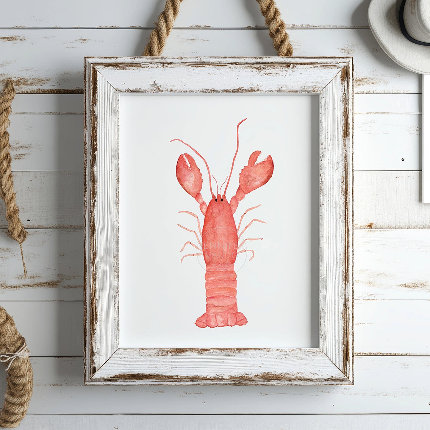 Lobster Watercolor Art Print, Coastal Artwork, Nautical Home Decor