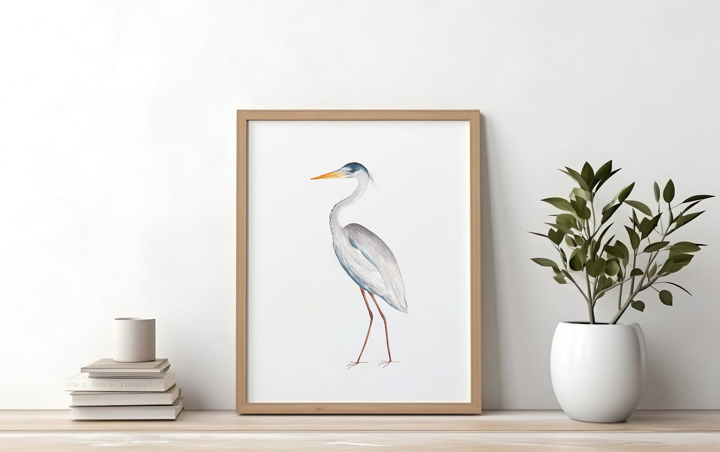 Blue Heron Art Print | Coastal Bird Wall Decor | Nautical | Wildlife Artwork
