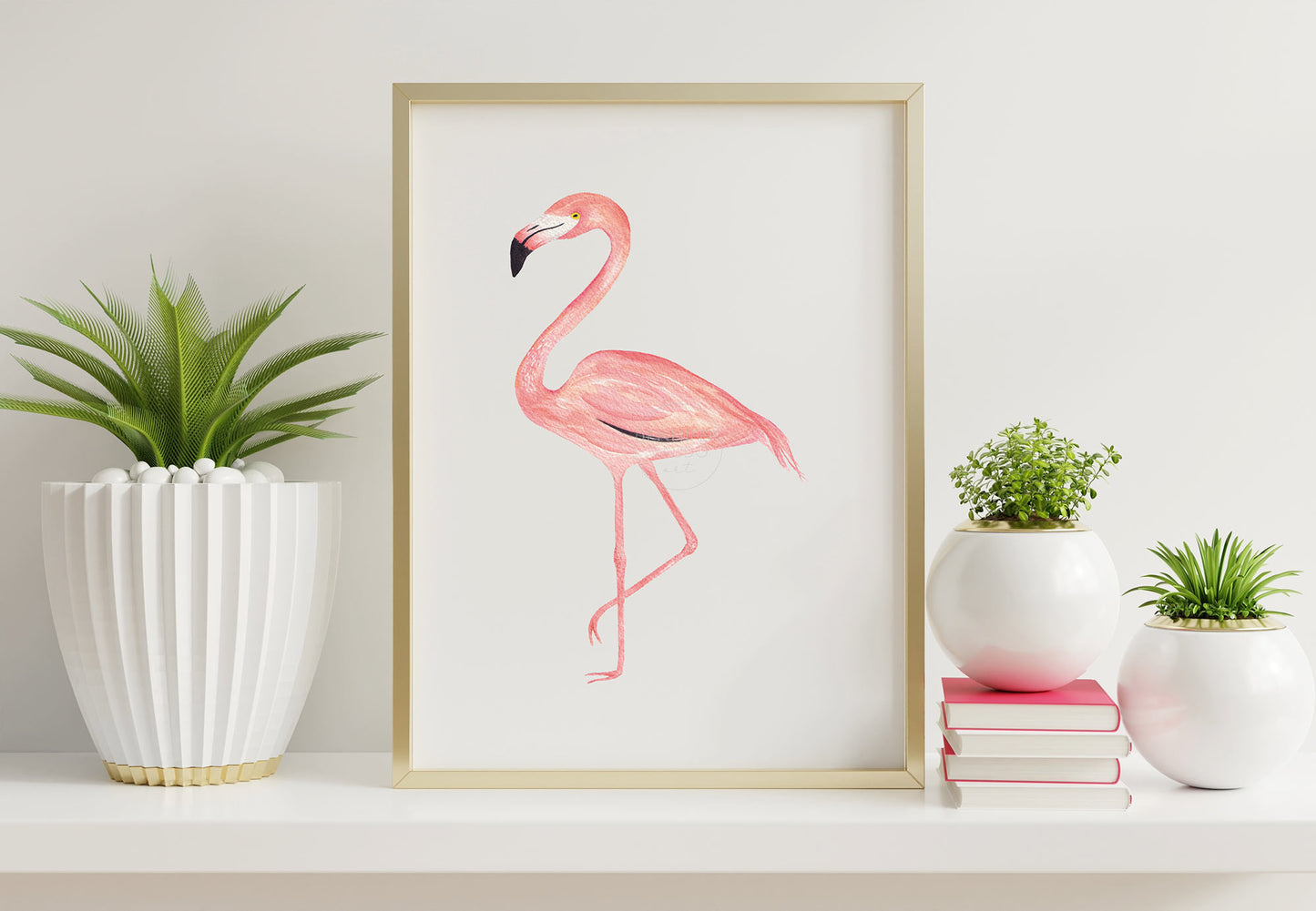 Flamingo Artwork | Hand-painted Watercolor print | Tropical Bird Wall Decor | Feminine Room