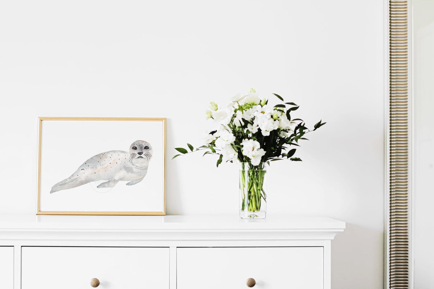 Seal Wall Art, Watercolor Seal Print, Nautical Nursery Art, Gender Neutral Coastal Art, Maritime Sea Farer Marine Animal Wall Decor, Coastal