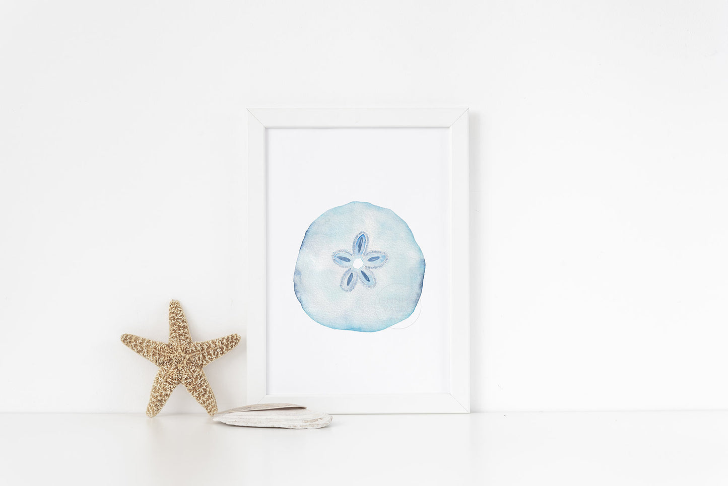 Sand Dollar Wall Art, Beach House Home Decor, Watercolor Print