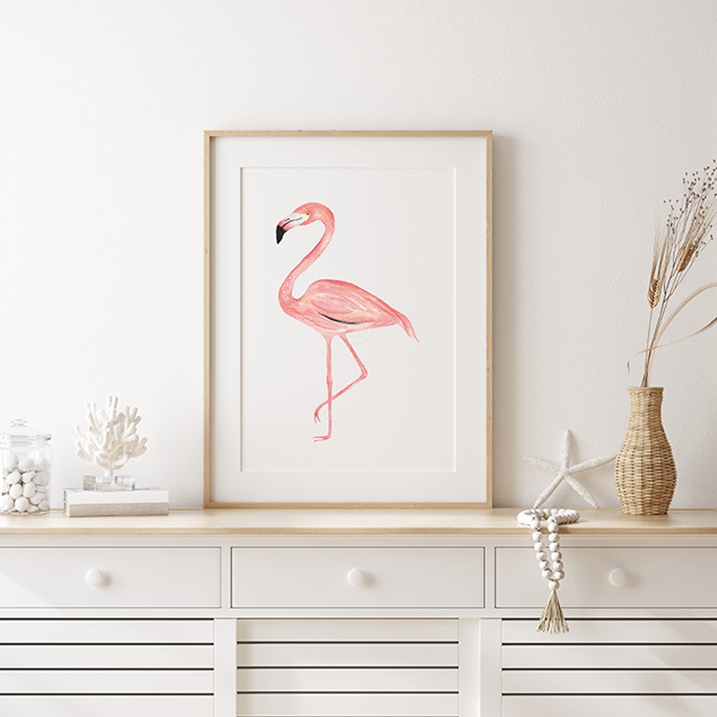 Flamingo Artwork | Hand-painted Watercolor print | Tropical Bird Wall Decor | Feminine Room