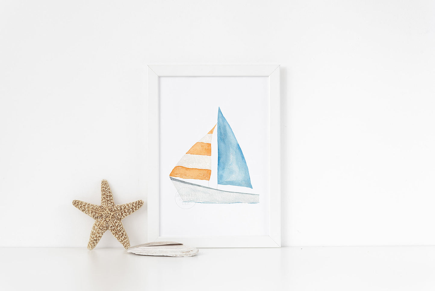 Sailboat Watercolor Print, Boat Wall Art, Nautical Art Print, Coastal