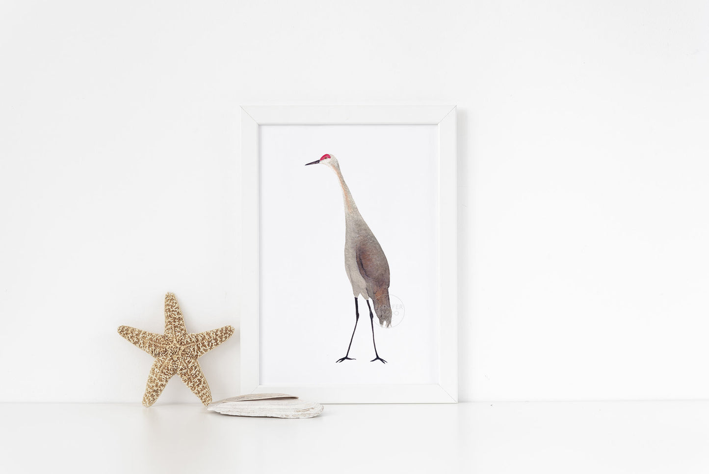 Sandhill Crane Wall Art, Bird Home Decor, Crane Watercolor Print