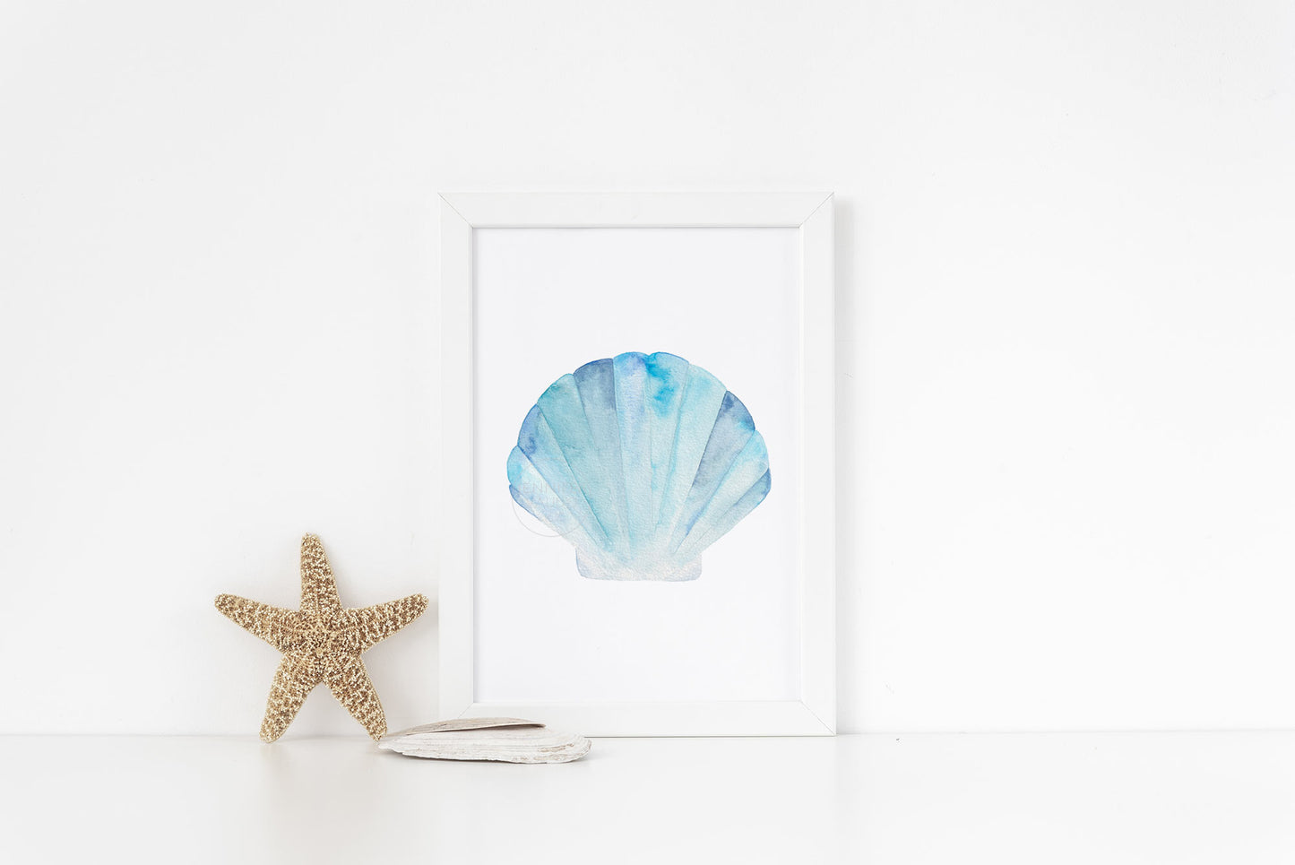 Sea Shell Wall Art, Coastal Home Decor, Watercolor Print