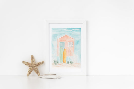 Beach house Wall Art, Coastal Home Decor, Surf Board Art Print