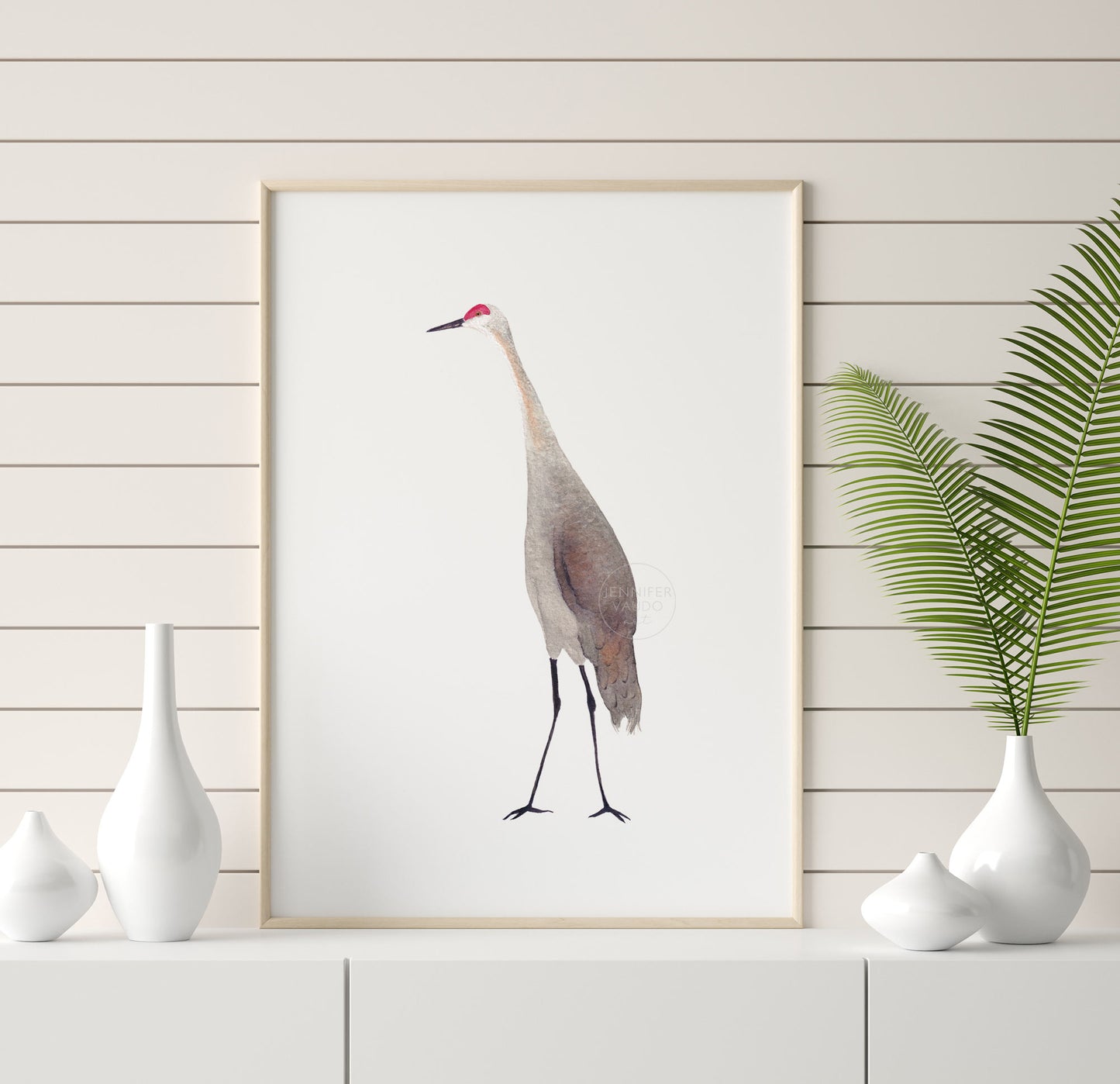 Sandhill Crane Wall Art, Bird Home Decor, Crane Watercolor Print