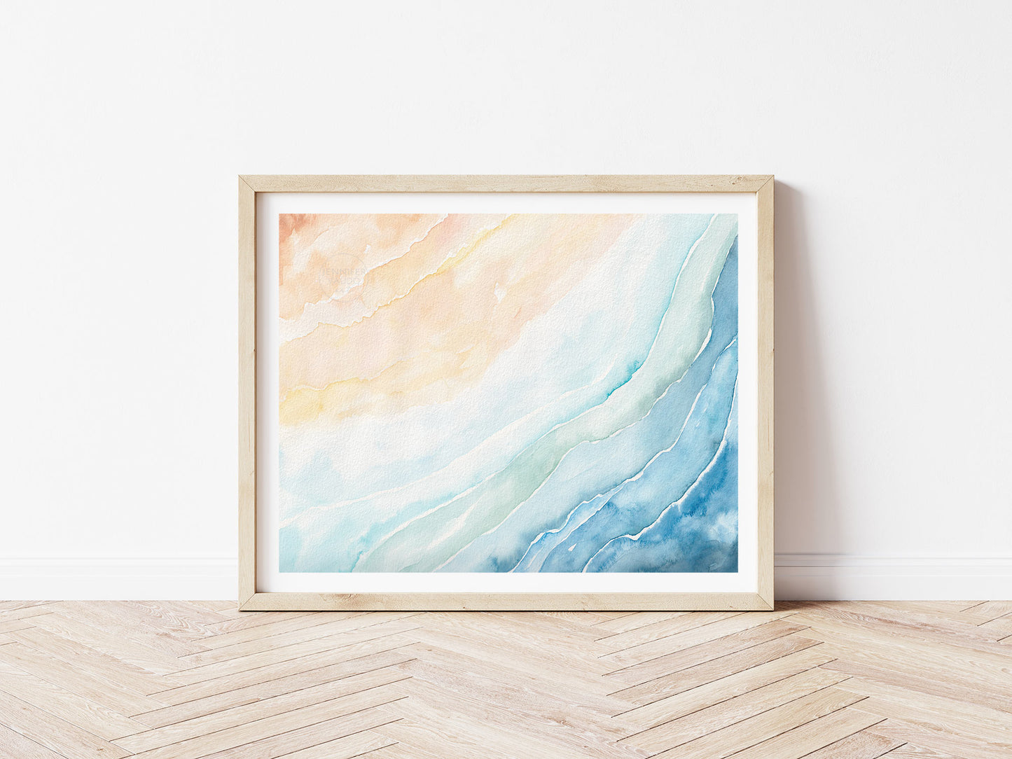 Abstract Beach Wall Art, Coastal Home Decor, Beach House Watercolor Print