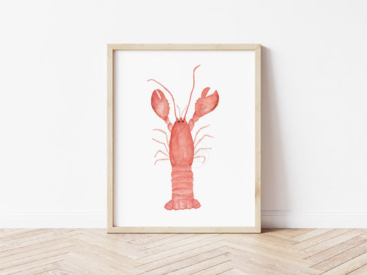 Lobster Watercolor Art Print, Coastal Artwork