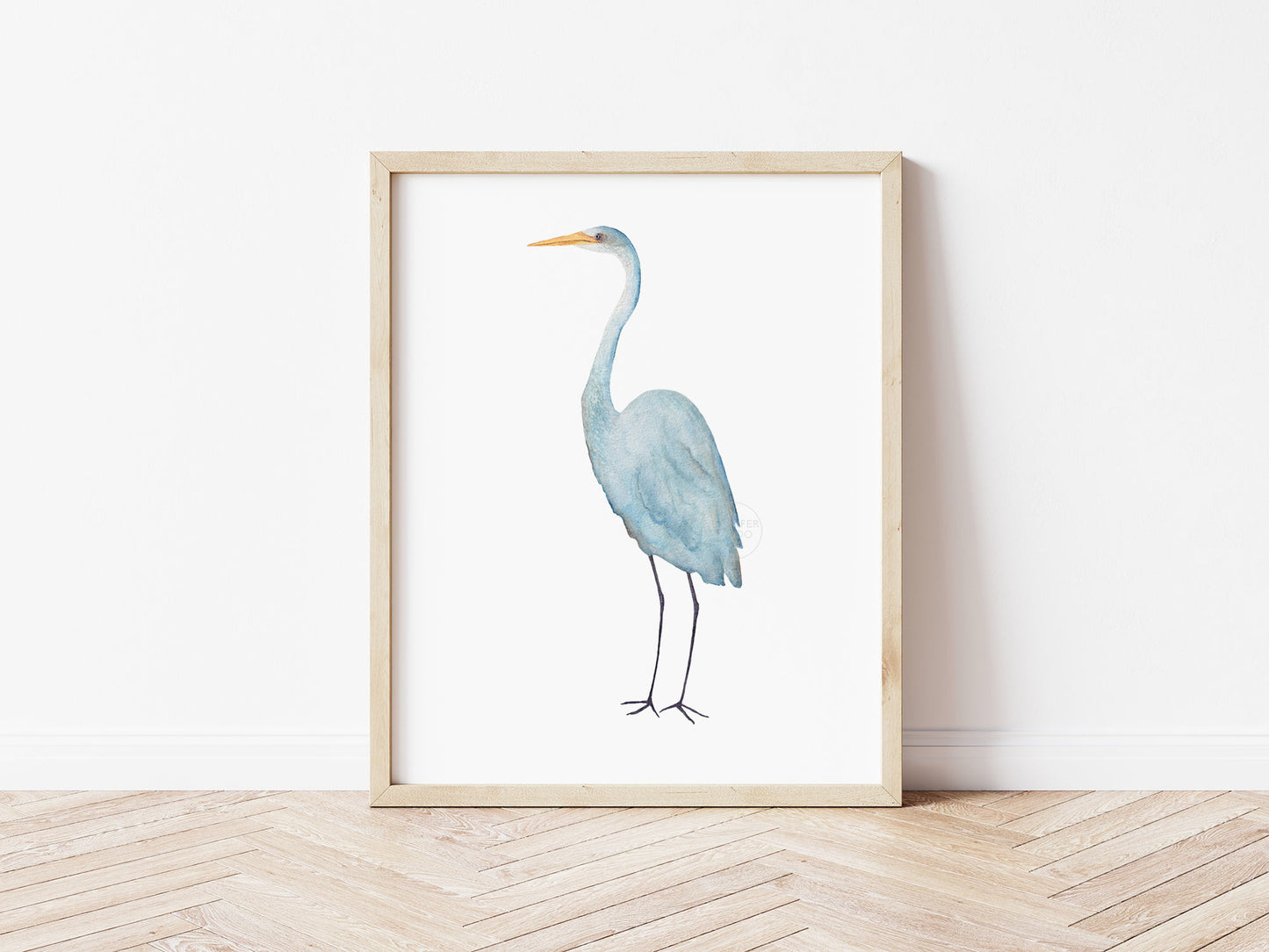 Blue Heron Wall Art, Coastal Home Decor, Hand-painted Print