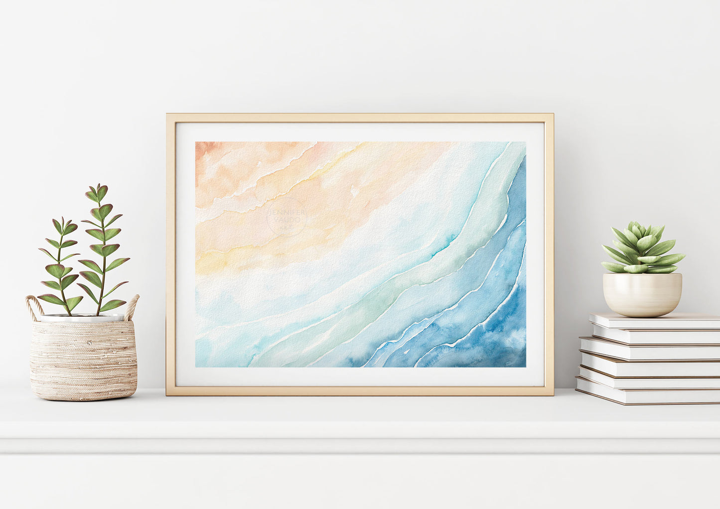 Abstract Beach Wall Art, Coastal Home Decor, Beach House Watercolor Print