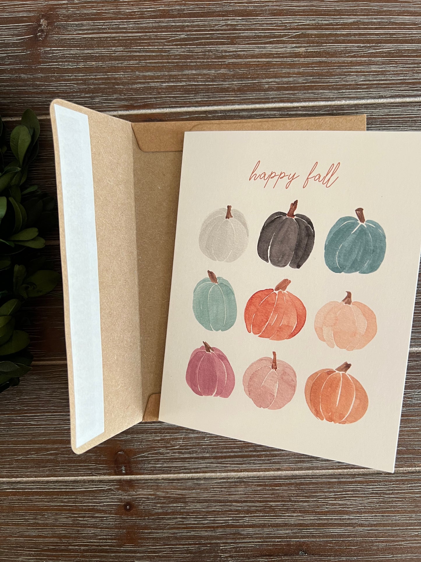 Happy Fall card, Jewel-tone pumpkins greeting card, halloween, seasonal