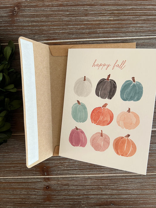 Fall card, Jewel-tone pumpkins greeting card, halloween, seasonal