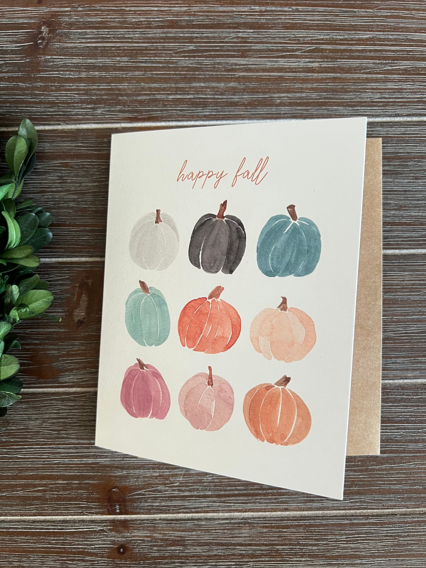 Happy Fall card, Jewel-tone pumpkins greeting card, halloween, seasonal