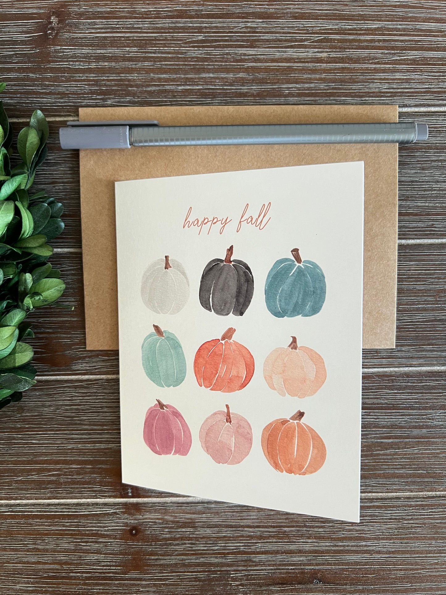 Happy Fall card, Jewel-tone pumpkins greeting card, halloween, seasonal