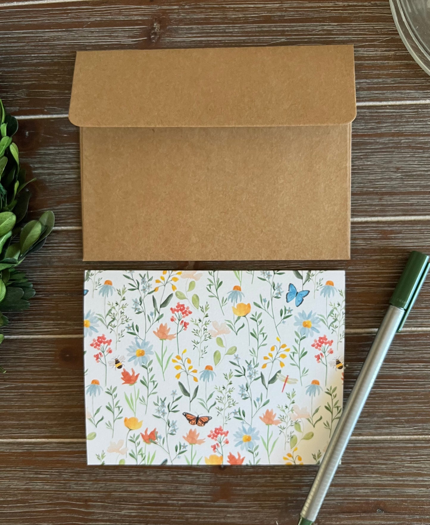 Garden Greeting Card Set, Wildflower Note Cards, Blank Inside