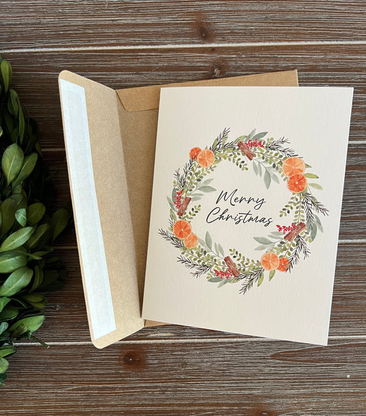 Citrus Christmas card, Holiday Greeting Card, Seasonal