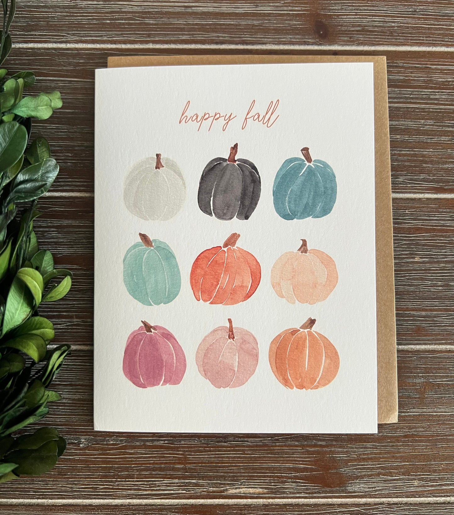Fall card, Jewel-tone pumpkins greeting card, halloween, seasonal