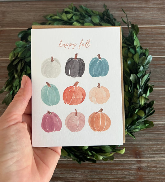Fall card, Jewel-tone pumpkins greeting card, halloween, seasonal