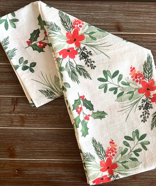 Christmas Tea Towel, Kitchen Decor, Holiday Hand Towel, Hostess Gift