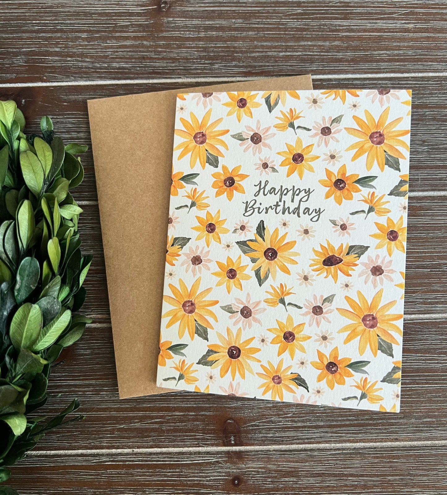 Sunflower birthday card, Sweet birthday wishes, Watercolor Florals, blank inside, Card for her, Greeting Card Hand-painted print