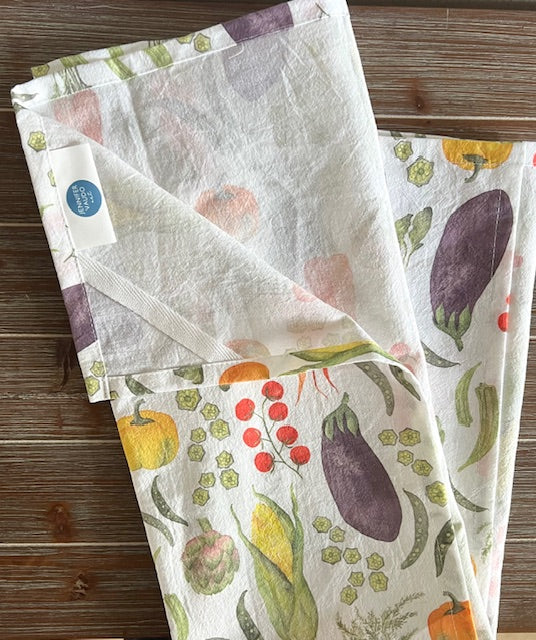Garden Tea Towel, Vegetables, Produce, Watercolor Hand Towel