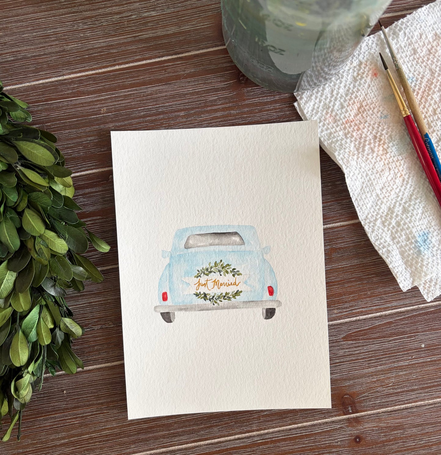 Wedding Card, Bride and Groom, Just Married, Blank Inside