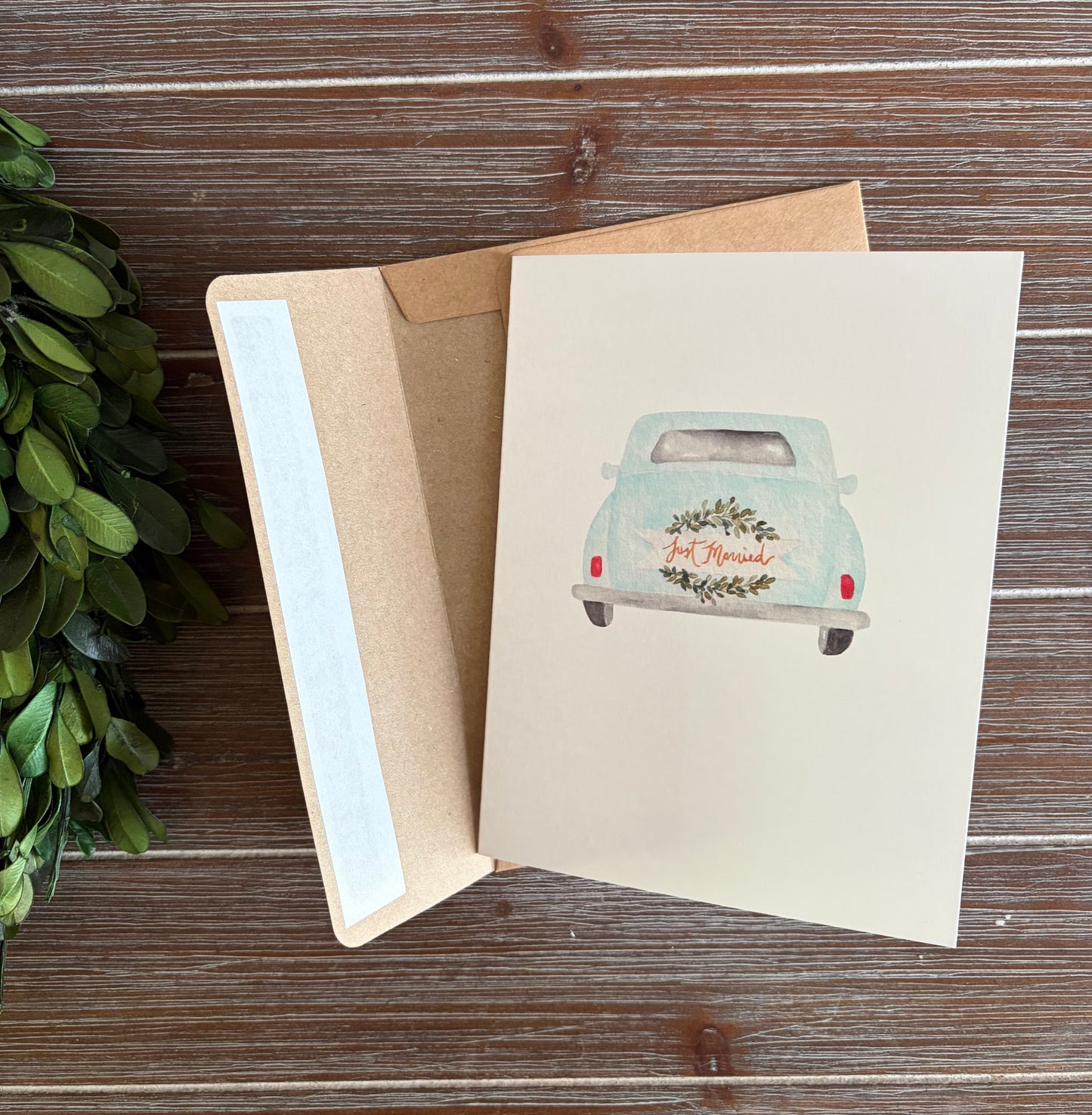 Wedding Card, Bride and Groom, Just Married, Blank Inside