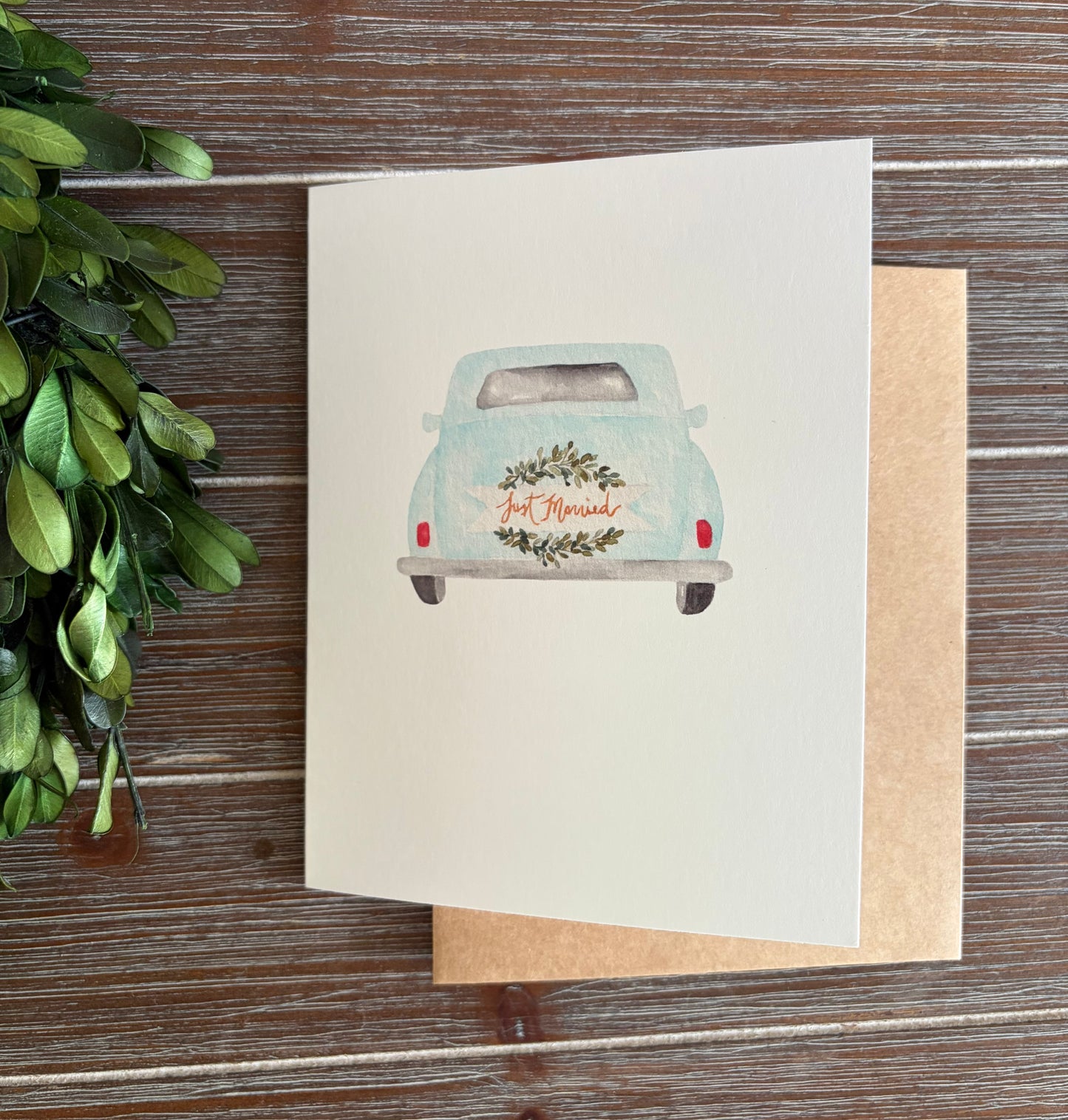 Wedding Card, Bride and Groom, Just Married, Blank Inside